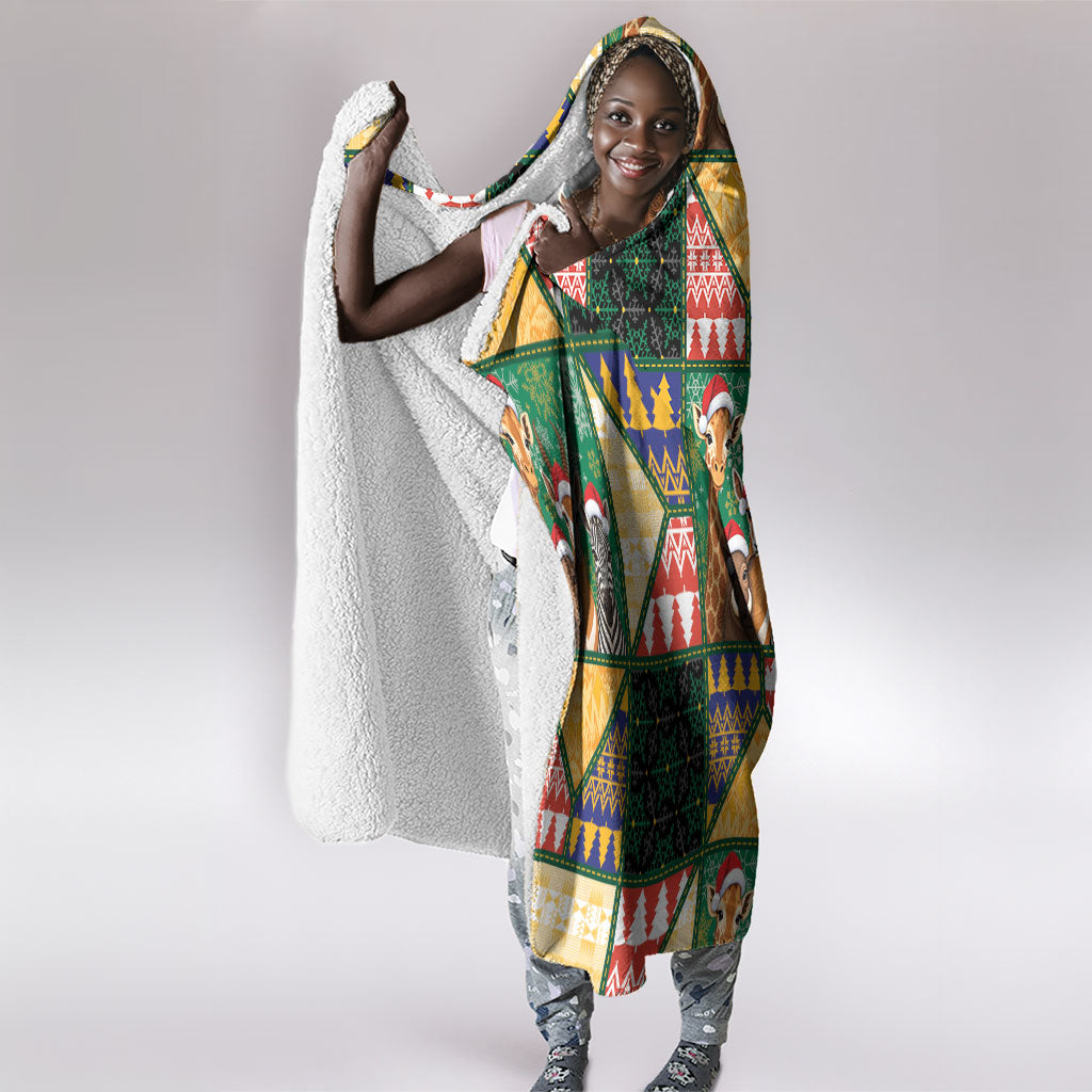 South Africa Christmas Hooded Blanket Patchwork Style