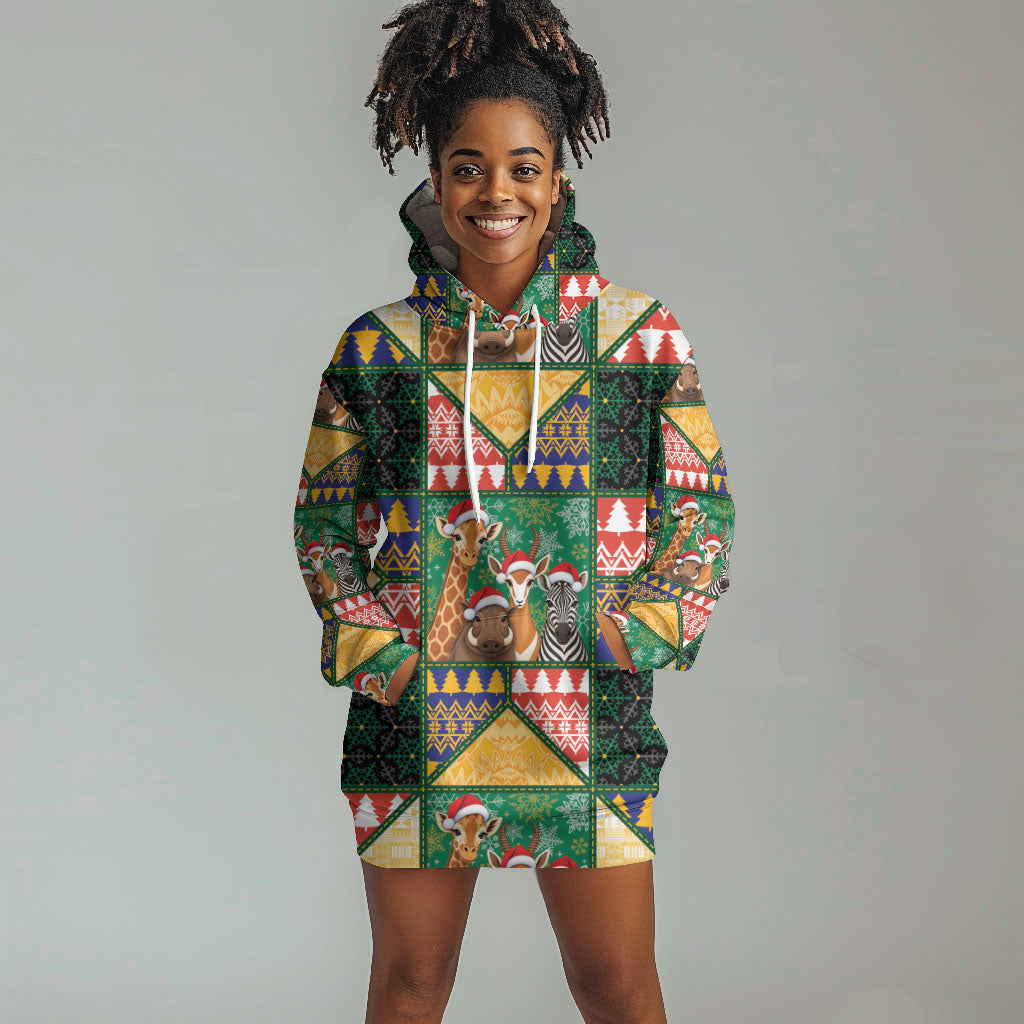 South Africa Christmas Hoodie Dress Patchwork Style