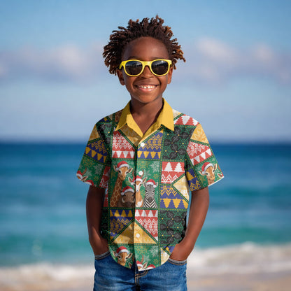 South Africa Christmas Kid Hawaiian Shirt Patchwork Style