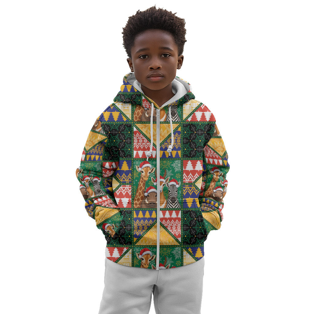 South Africa Christmas Kid Hoodie Patchwork Style