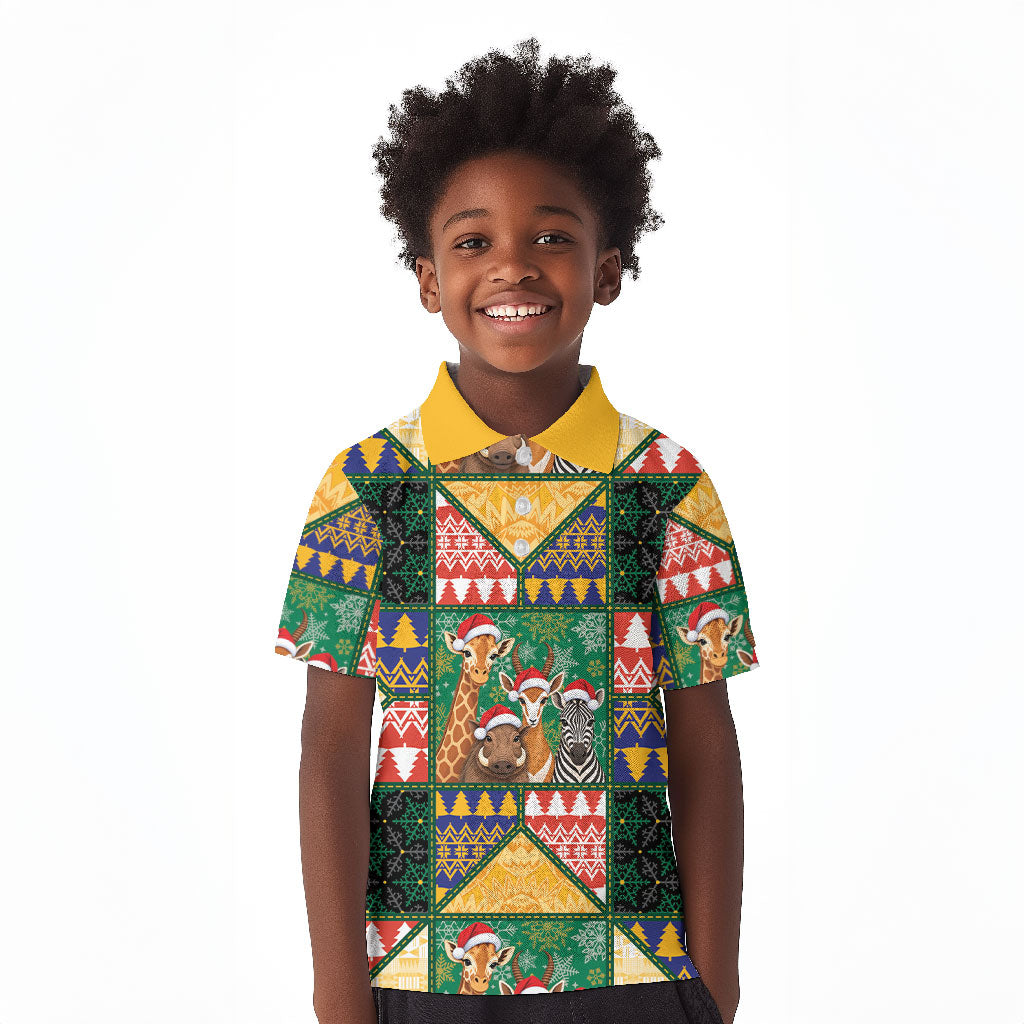 South Africa Christmas Kid Polo Shirt Patchwork Style