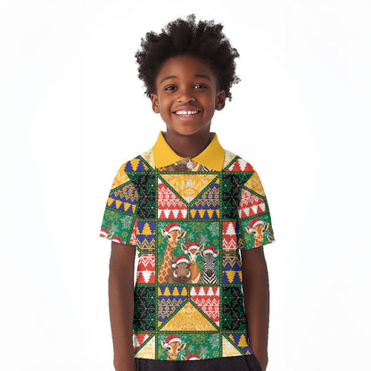 South Africa Christmas Kid Polo Shirt Patchwork Style