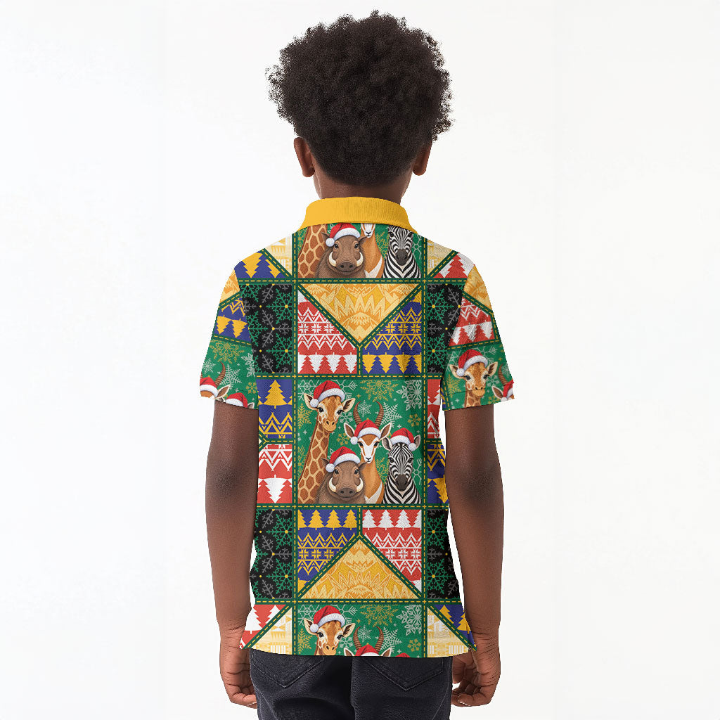 South Africa Christmas Kid Polo Shirt Patchwork Style