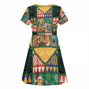 South Africa Christmas Kid Short Sleeve Dress Patchwork Style