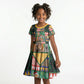 South Africa Christmas Kid Short Sleeve Dress Patchwork Style