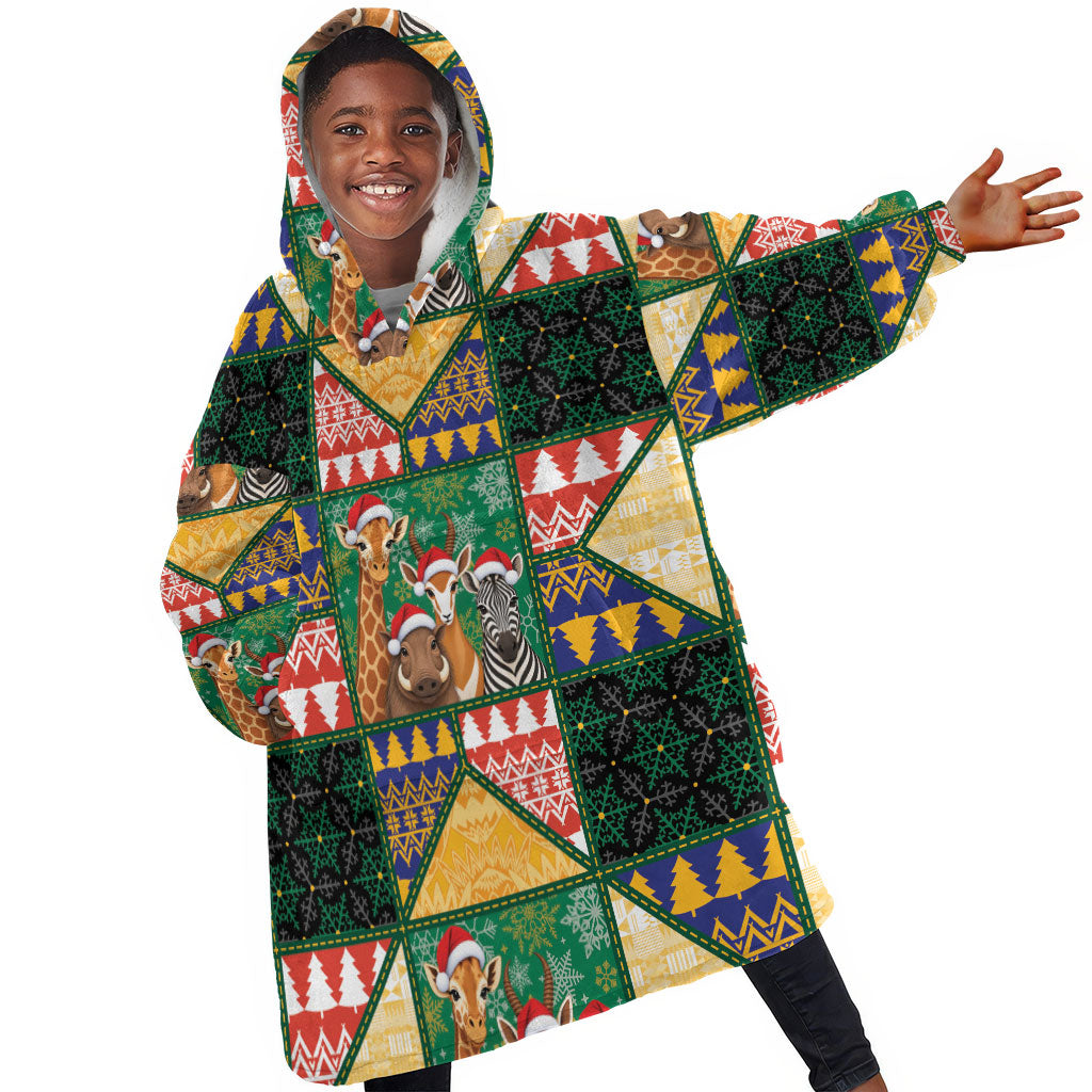South Africa Christmas Kid Wearable Blanket Hoodie Patchwork Style