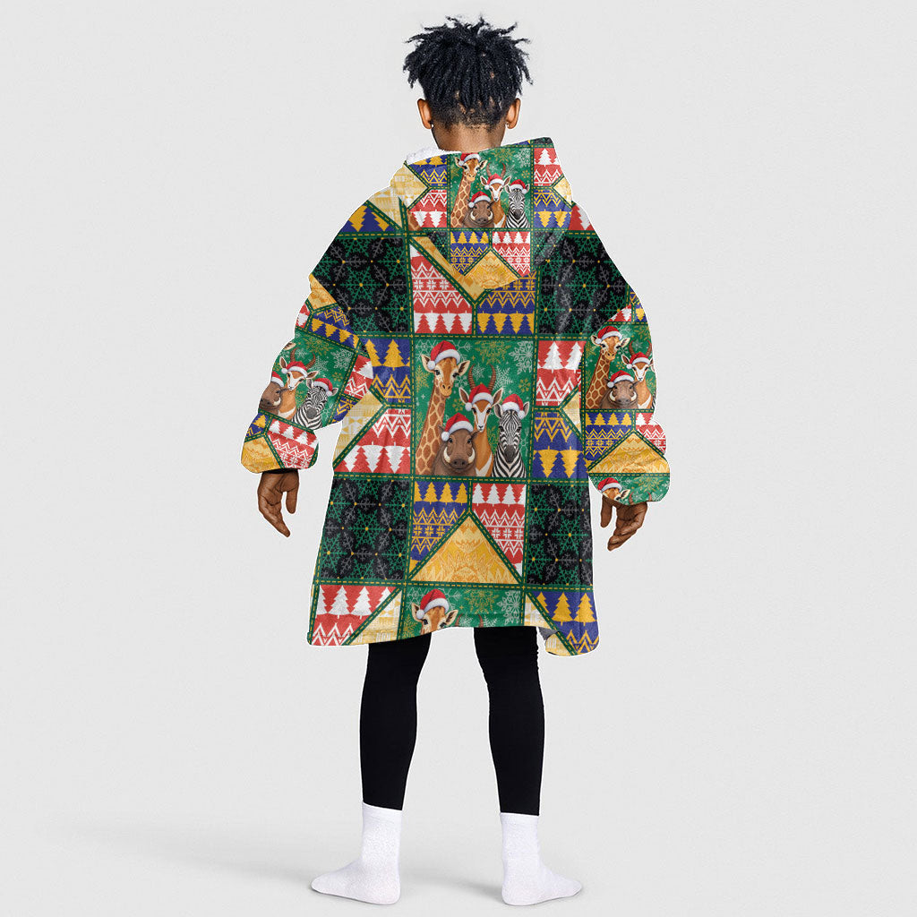 South Africa Christmas Kid Wearable Blanket Hoodie Patchwork Style