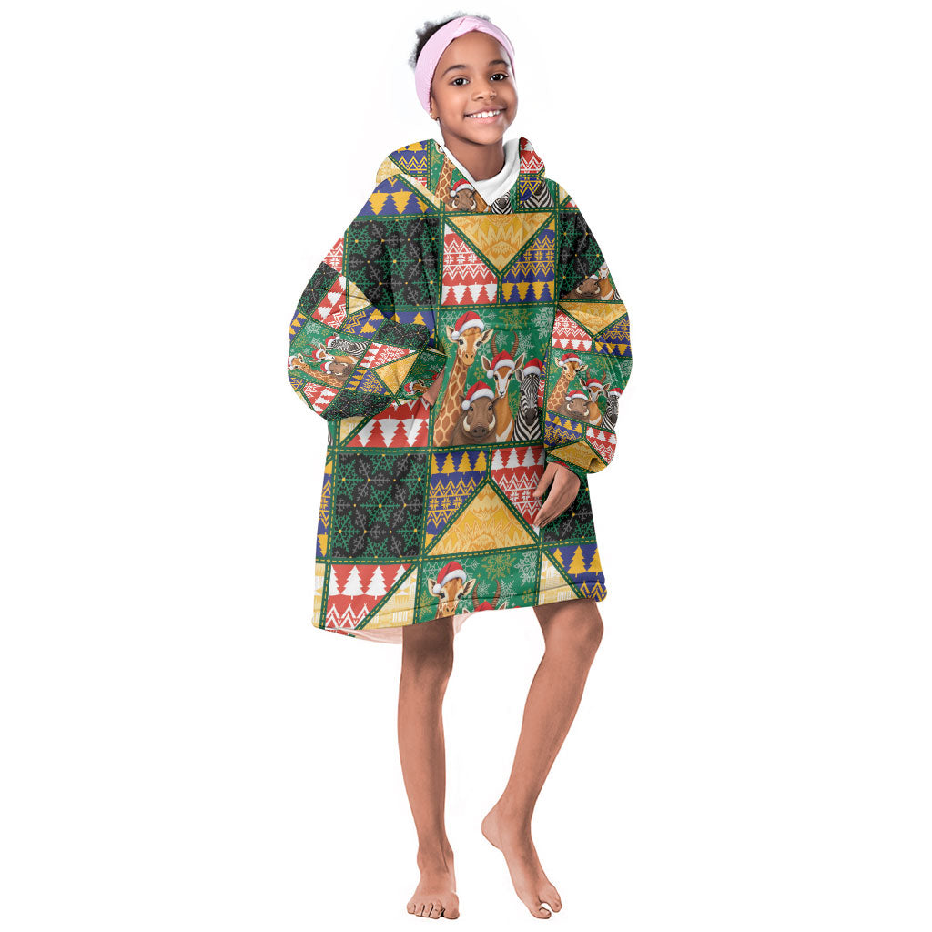 South Africa Christmas Kid Wearable Blanket Hoodie Patchwork Style