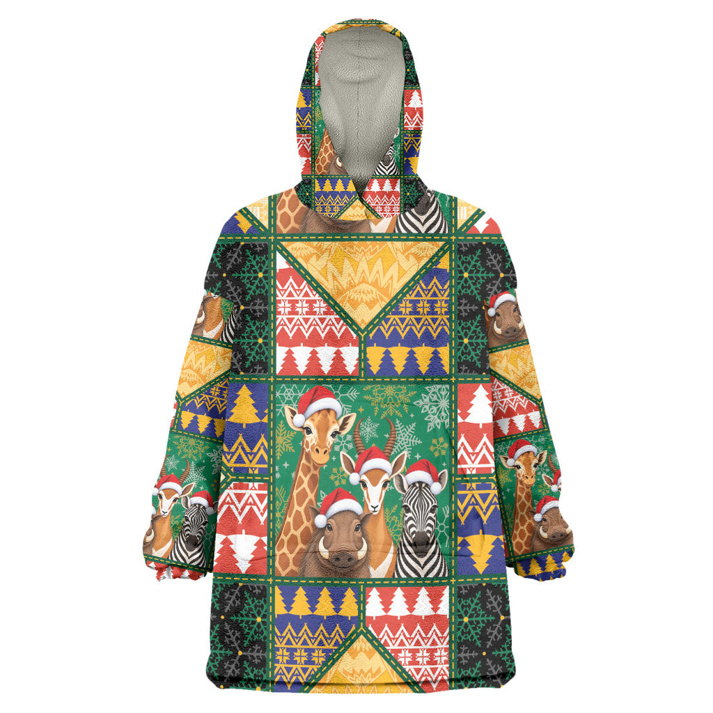 South Africa Christmas Kid Wearable Blanket Hoodie Patchwork Style
