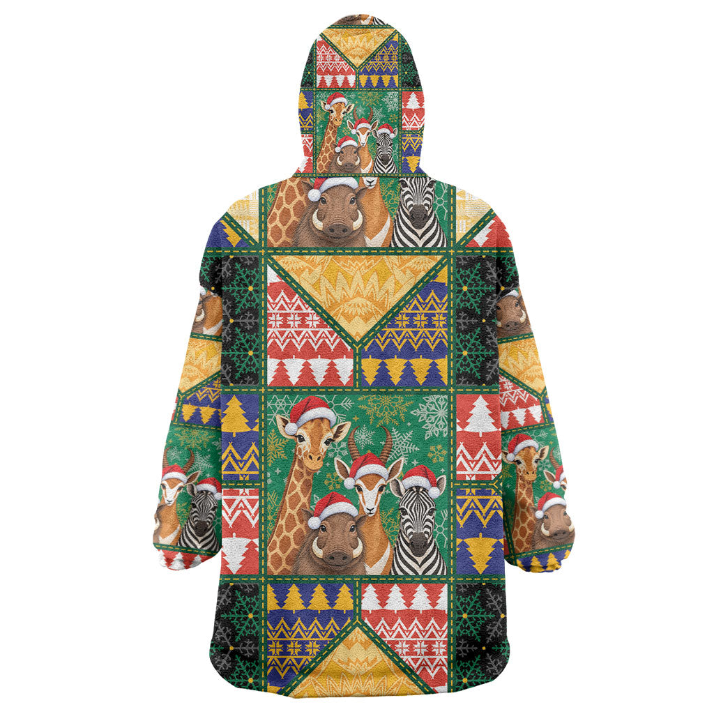 South Africa Christmas Kid Wearable Blanket Hoodie Patchwork Style