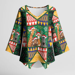 South Africa Christmas Kimono Sleeve Blouse Patchwork Style