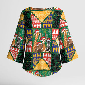 South Africa Christmas Kimono Sleeve Blouse Patchwork Style