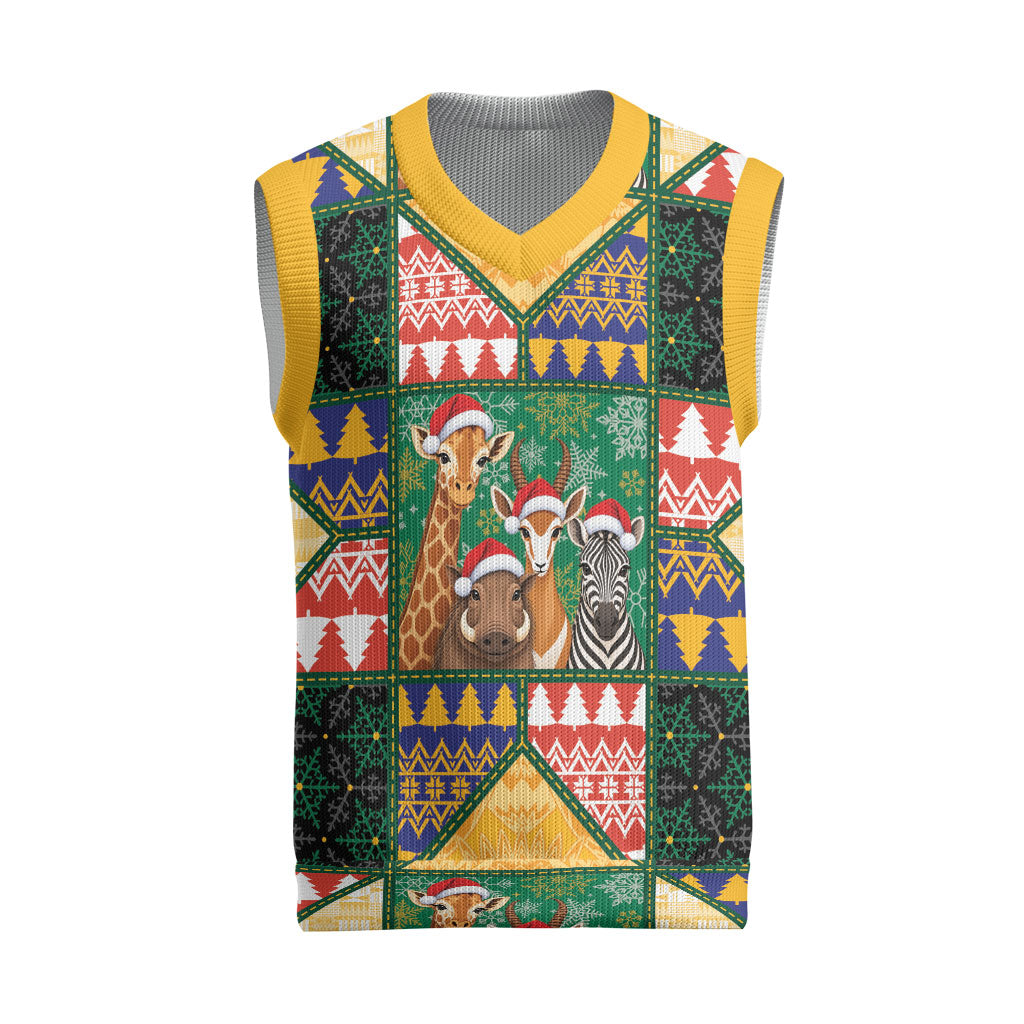 South Africa Christmas Knitted V-Neck Vest Patchwork Style