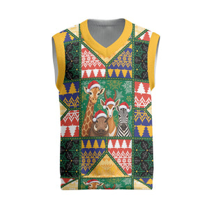 South Africa Christmas Knitted V-Neck Vest Patchwork Style