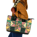 South Africa Christmas Leather Tote Bag Patchwork Style