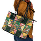 South Africa Christmas Leather Tote Bag Patchwork Style