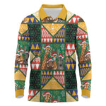 South Africa Christmas Long Sleeve Polo Shirt Patchwork Style
