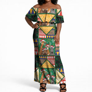 South Africa Christmas Off Shoulder Maxi Dress Patchwork Style