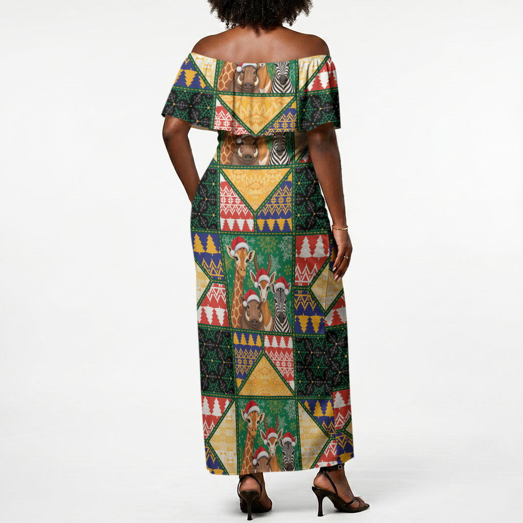 South Africa Christmas Off Shoulder Maxi Dress Patchwork Style