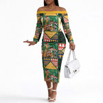 South Africa Christmas Off The Shoulder Long Sleeve Dress Patchwork Style