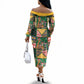 South Africa Christmas Off The Shoulder Long Sleeve Dress Patchwork Style