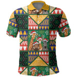 South Africa Christmas Polo Shirt Patchwork Style