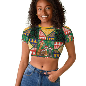 South Africa Christmas Raglan Cropped T shirt Patchwork Style