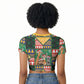 South Africa Christmas Raglan Cropped T shirt Patchwork Style