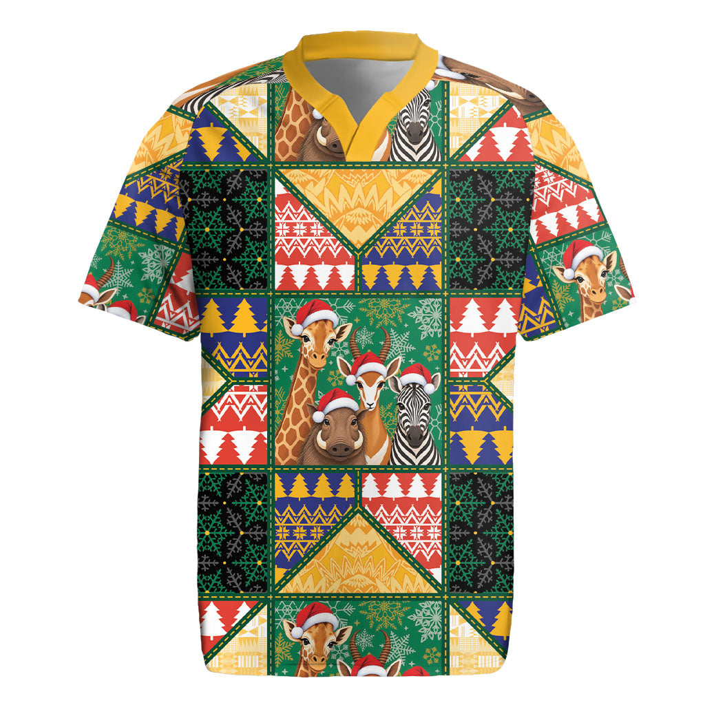 South Africa Christmas Rugby Jersey Patchwork Style