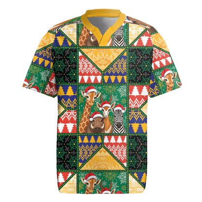 South Africa Christmas Rugby Jersey Patchwork Style