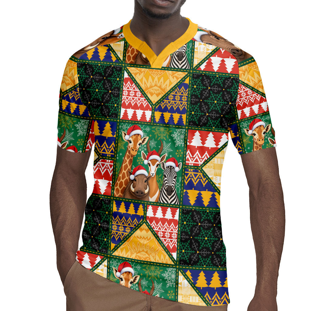 South Africa Christmas Rugby Jersey Patchwork Style