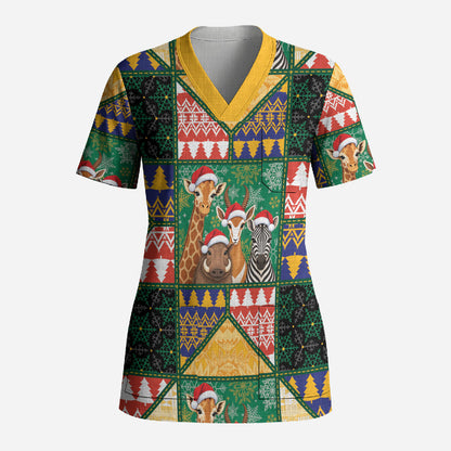 South Africa Christmas Scrub Top Patchwork Style