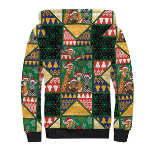 South Africa Christmas Sherpa Hoodie Patchwork Style