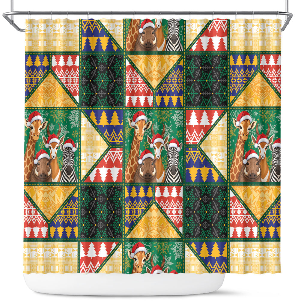 South Africa Christmas Shower Curtain Patchwork Style