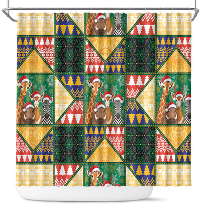 South Africa Christmas Shower Curtain Patchwork Style