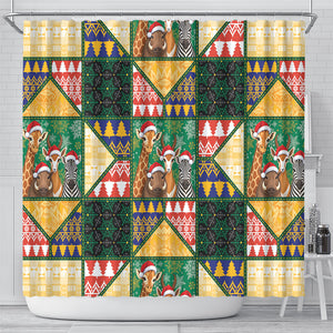South Africa Christmas Shower Curtain Patchwork Style