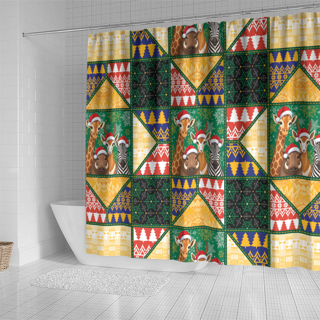 South Africa Christmas Shower Curtain Patchwork Style