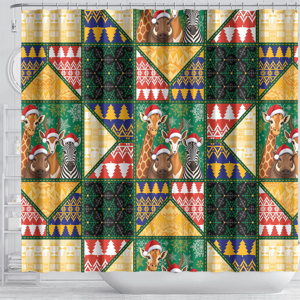 South Africa Christmas Shower Curtain Patchwork Style