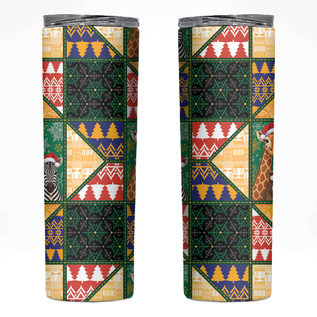 South Africa Christmas Skinny Tumbler Patchwork Style