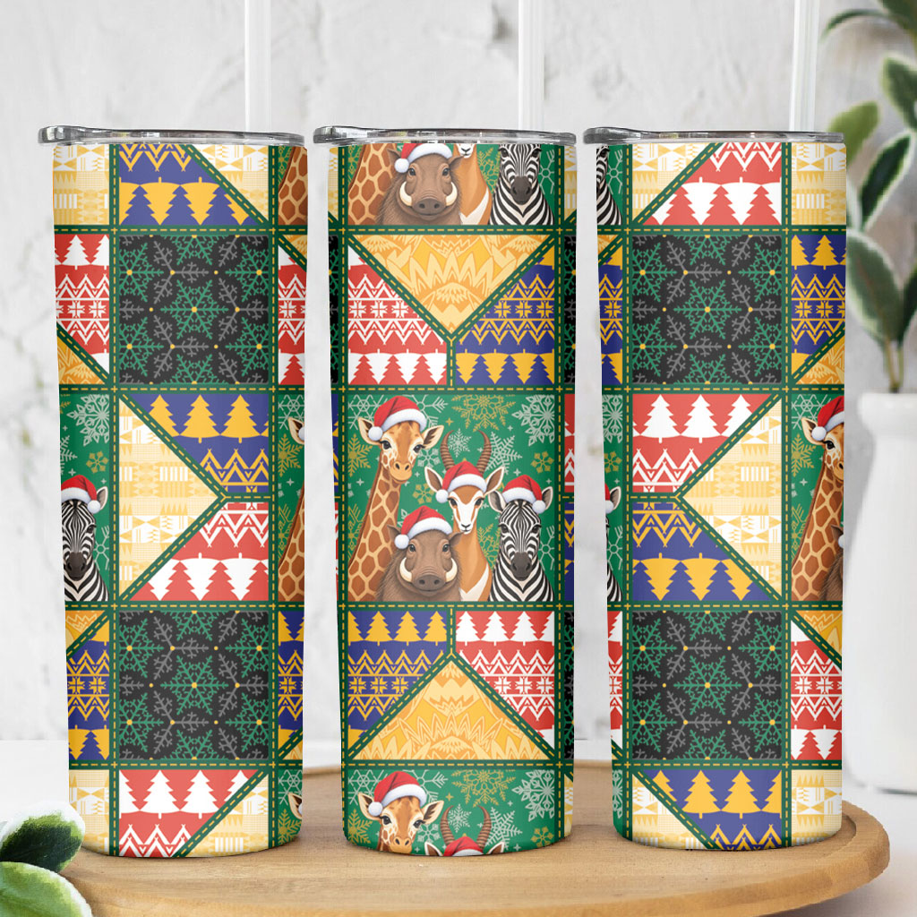 South Africa Christmas Skinny Tumbler Patchwork Style