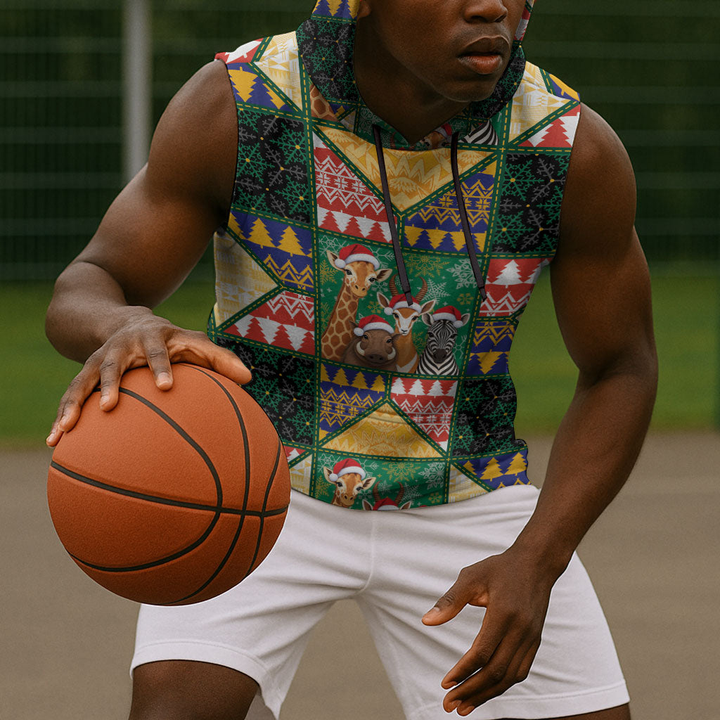 South Africa Christmas Sleeveless Hoodie Patchwork Style
