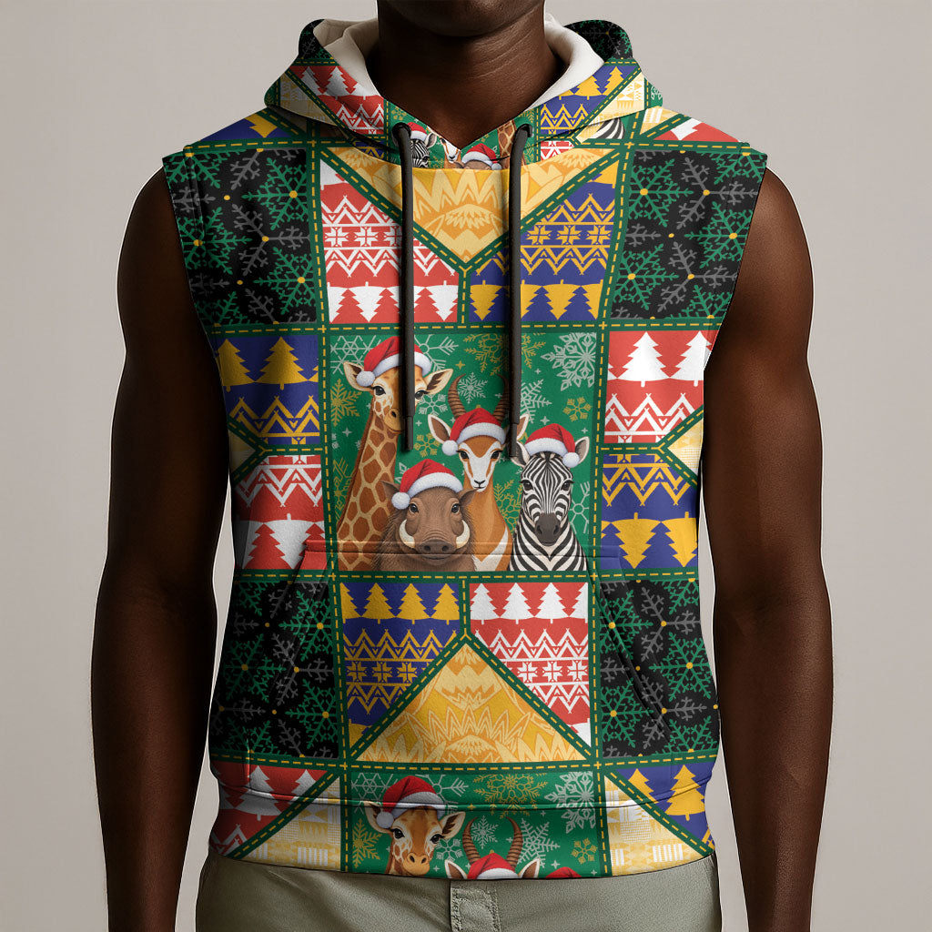South Africa Christmas Sleeveless Hoodie Patchwork Style
