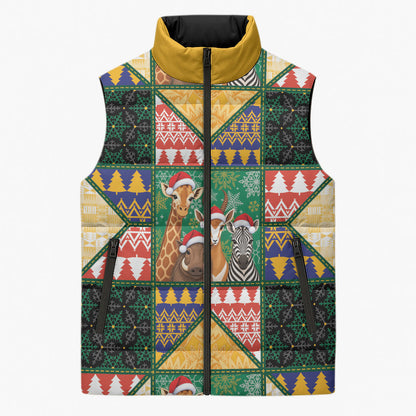 South Africa Christmas Sleeveless Puffer Jacket Patchwork Style
