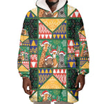 South Africa Christmas Wearable Blanket Hoodie Patchwork Style