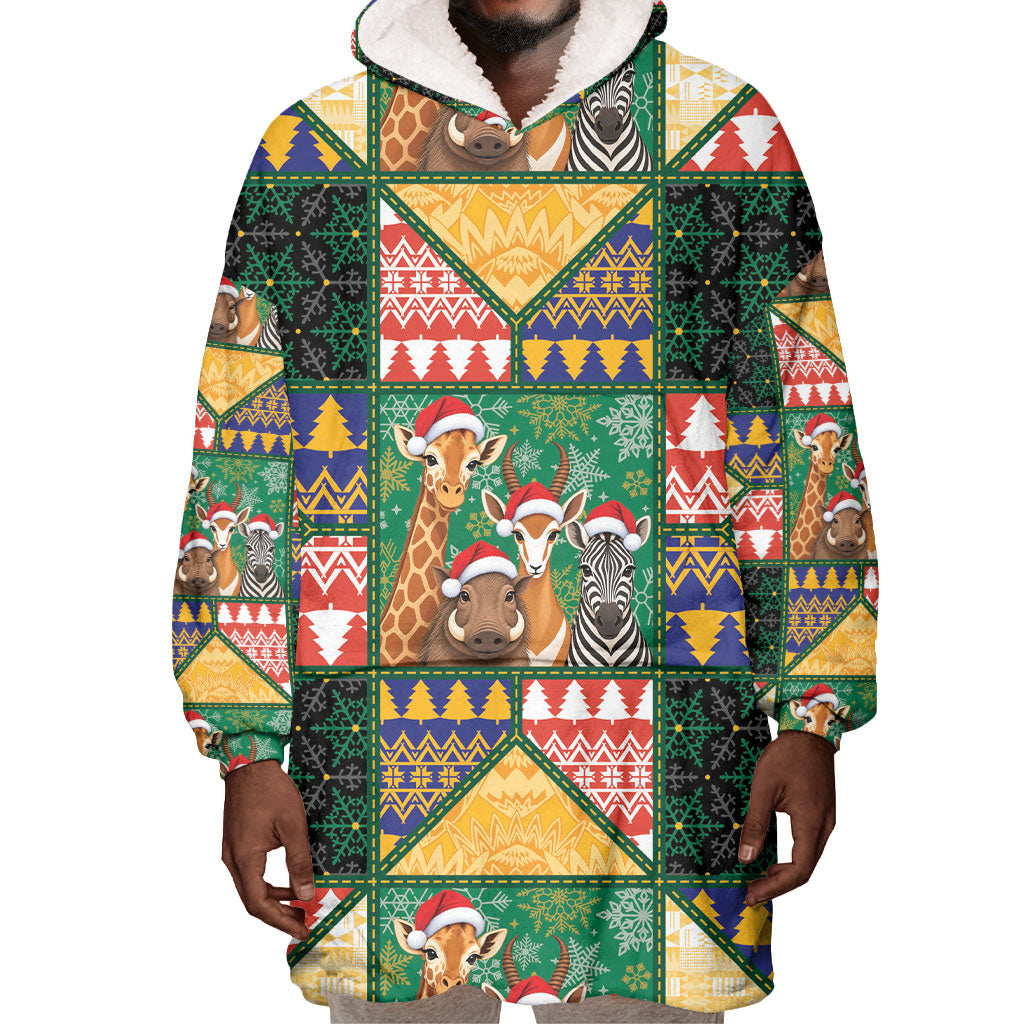 South Africa Christmas Wearable Blanket Hoodie Patchwork Style