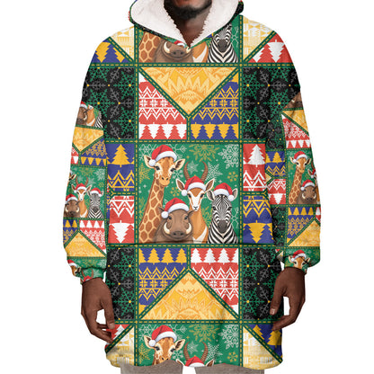 South Africa Christmas Wearable Blanket Hoodie Patchwork Style