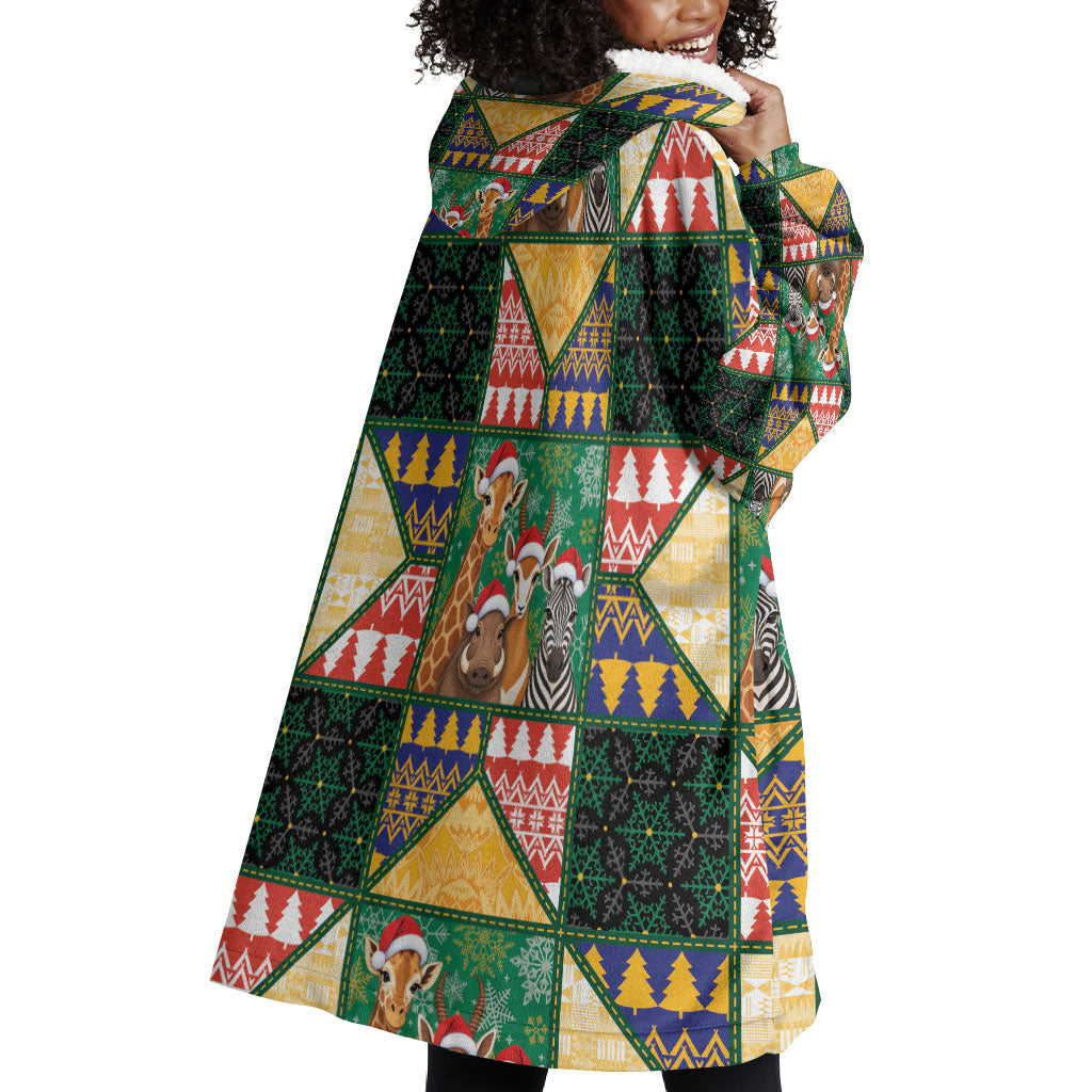 South Africa Christmas Wearable Blanket Hoodie Patchwork Style