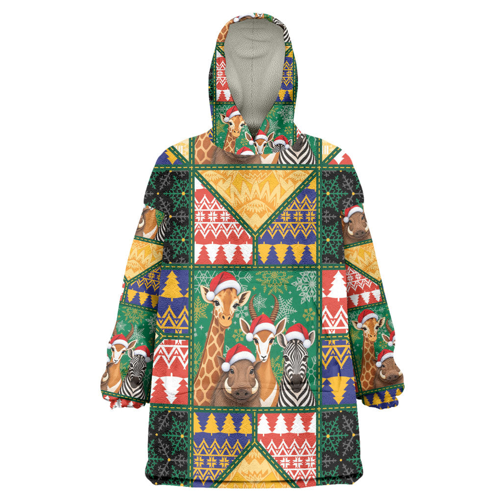 South Africa Christmas Wearable Blanket Hoodie Patchwork Style