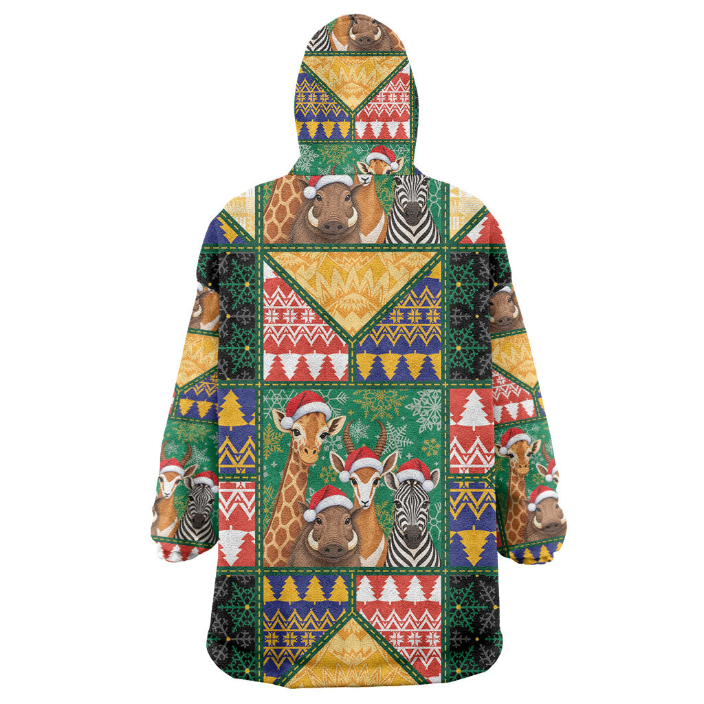 South Africa Christmas Wearable Blanket Hoodie Patchwork Style