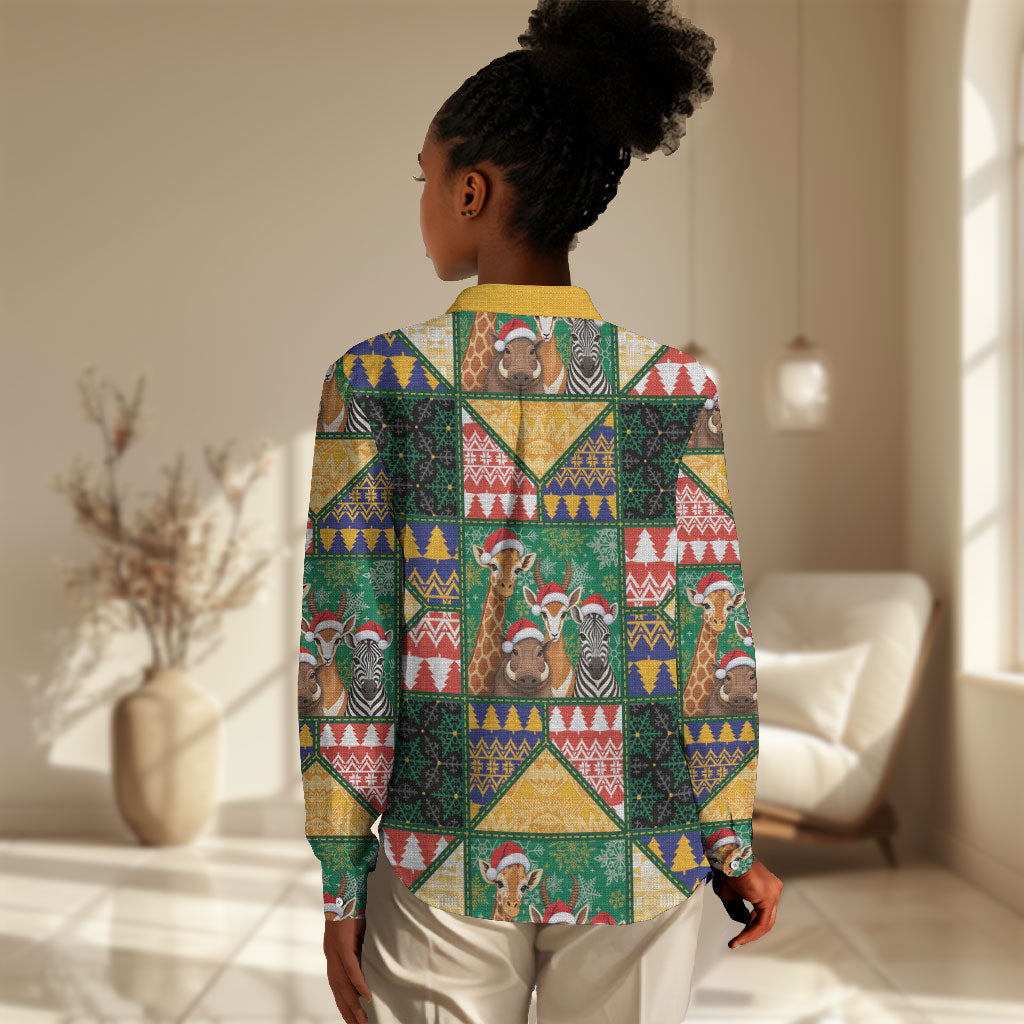 South Africa Christmas Women Casual Shirt Patchwork Style